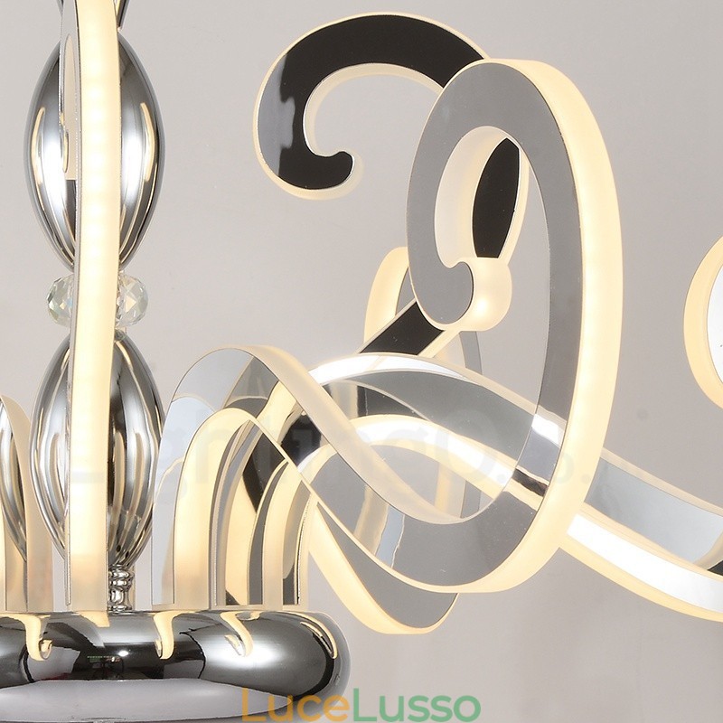 Lampadario moderno contemporaneo in acciaio a 12 luci con paralume in acrilico