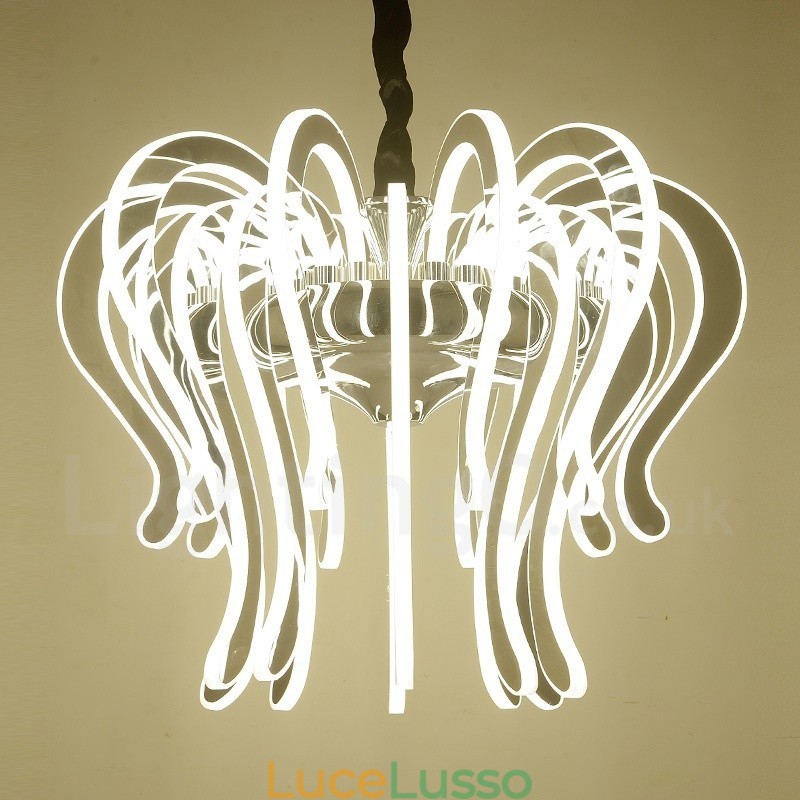 Lampadario moderno contemporaneo in acciaio da 20 luci con paralume in acrilico