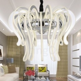 Lampadario moderno contemporaneo in acciaio da 20 luci con paralume in acrilico