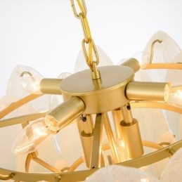 Lampada a sospensione moderna contemporanea in acciaio a 6 luci con paralume in vetro