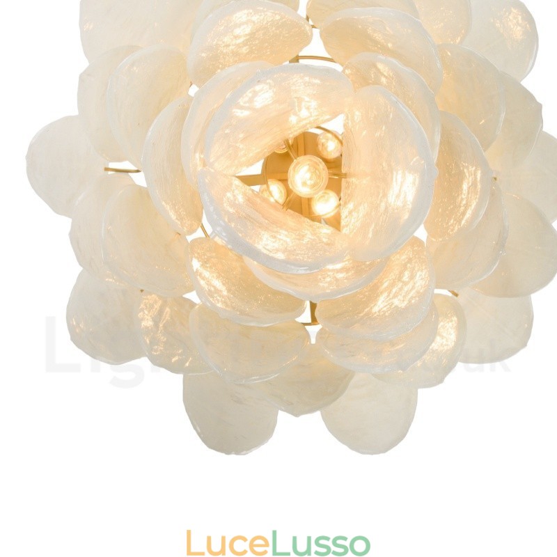 Lampada a sospensione moderna contemporanea in acciaio a 6 luci con paralume in vetro