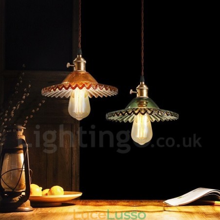 Rustic Lodge Retro 1 luce lampada a sospensione in acciaio con paralume in vetro Rustic Lodge Retro 1 luce lampada a sospensione in acciaio con paralume in vetro