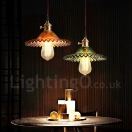Rustic Lodge Retro 1 luce lampada a sospensione in acciaio con paralume in vetro
