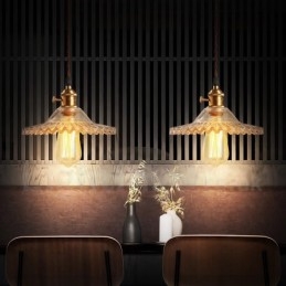 Rustic Lodge Retro 1 luce lampada a sospensione in acciaio con paralume in vetro