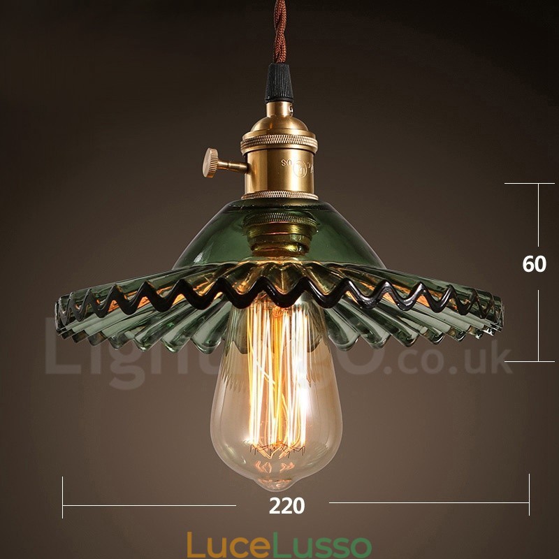 Rustic Lodge Retro 1 luce lampada a sospensione in acciaio con paralume in vetro