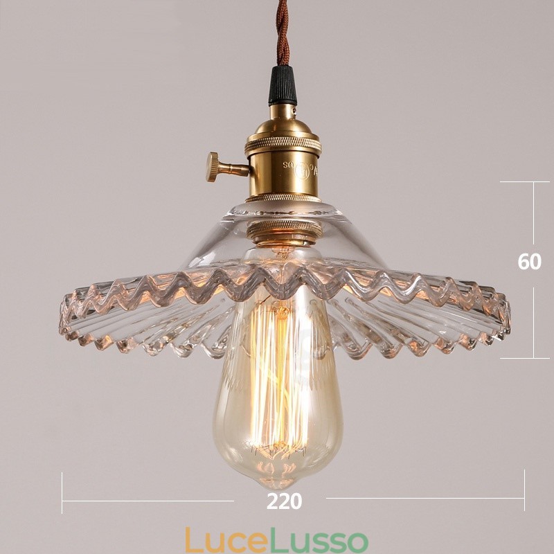 Rustic Lodge Retro 1 luce lampada a sospensione in acciaio con paralume in vetro