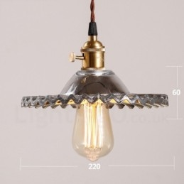 Rustic Lodge Retro 1 luce lampada a sospensione in acciaio con paralume in vetro