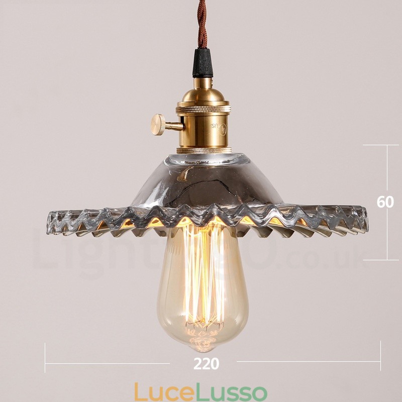 Rustic Lodge Retro 1 luce lampada a sospensione in acciaio con paralume in vetro