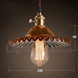 Rustic Lodge Retro 1 luce lampada a sospensione in acciaio con paralume in vetro