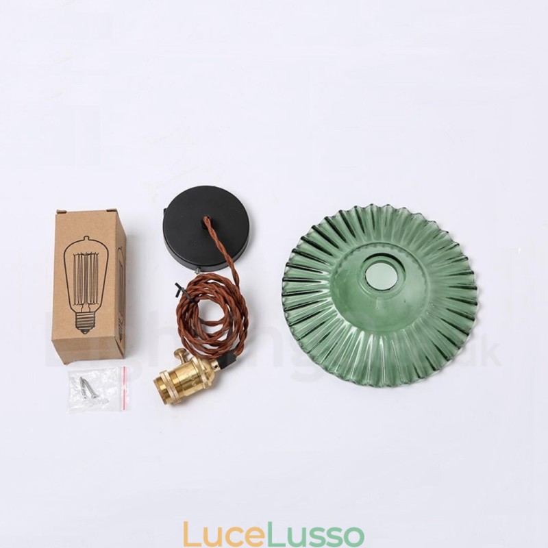 Rustic Lodge Retro 1 luce lampada a sospensione in acciaio con paralume in vetro