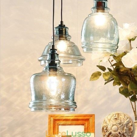 Lampada a sospensione moderna contemporanea in acciaio con paralume in vetro a 1 luce Lampada a sospensione moderna contemporanea in acciaio con paralume in vetro a 1 luce