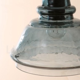 Lampada a sospensione moderna contemporanea in acciaio con paralume in vetro a 1 luce