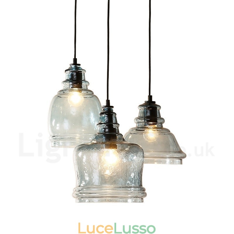 Lampada a sospensione moderna contemporanea in acciaio con paralume in vetro a 1 luce