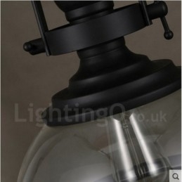 Lampada a sospensione retrò in acciaio con paralume in vetro a 1 luce