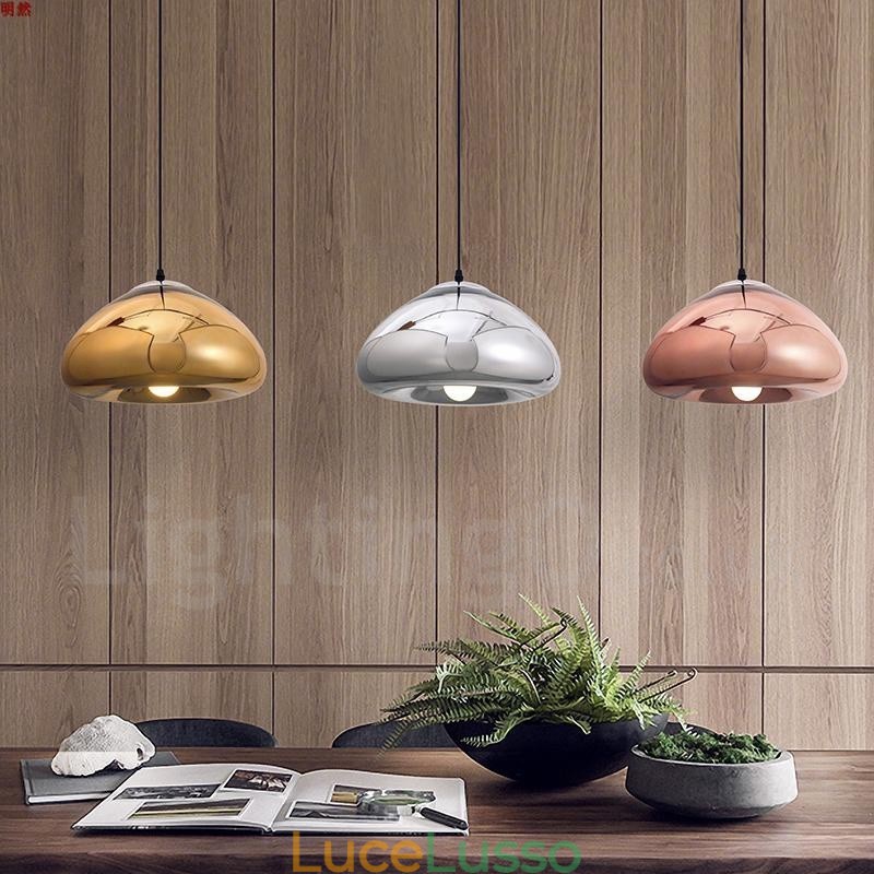 Lampada a sospensione moderna contemporanea in vetro a 1 luce con paralume in vetro