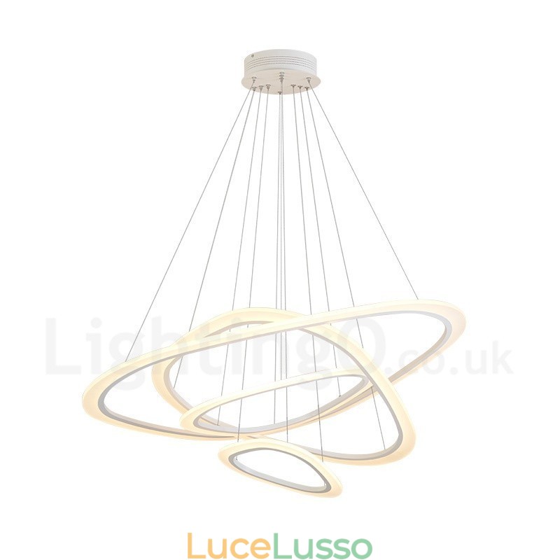 Lampada a sospensione moderna contemporanea in lega di alluminio a 4 luci con paralume in acrilico, dimmerabile con telecomando