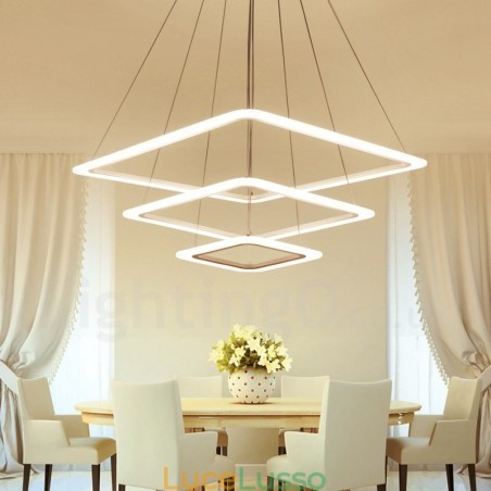 Lampada a sospensione moderna contemporanea in lega di alluminio a 3 luci con paralume in acrilico Lampada a sospensione moderna contemporanea in lega di alluminio a 3 luci con paralume in acrilico