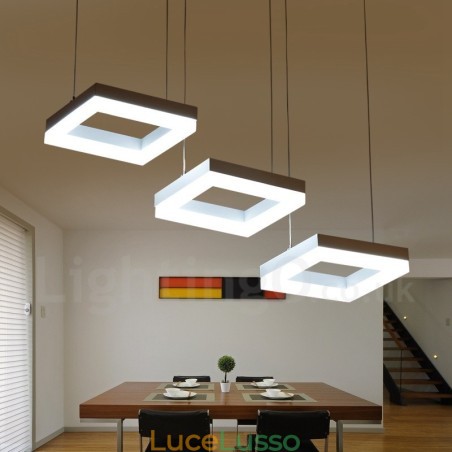 Lampada a sospensione moderna contemporanea in lega di alluminio a 3 luci con paralume in acrilico Lampada a sospensione moderna contemporanea in lega di alluminio a 3 luci con paralume in acrilico