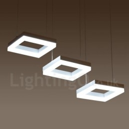 Lampada a sospensione moderna contemporanea in lega di alluminio a 3 luci con paralume in acrilico