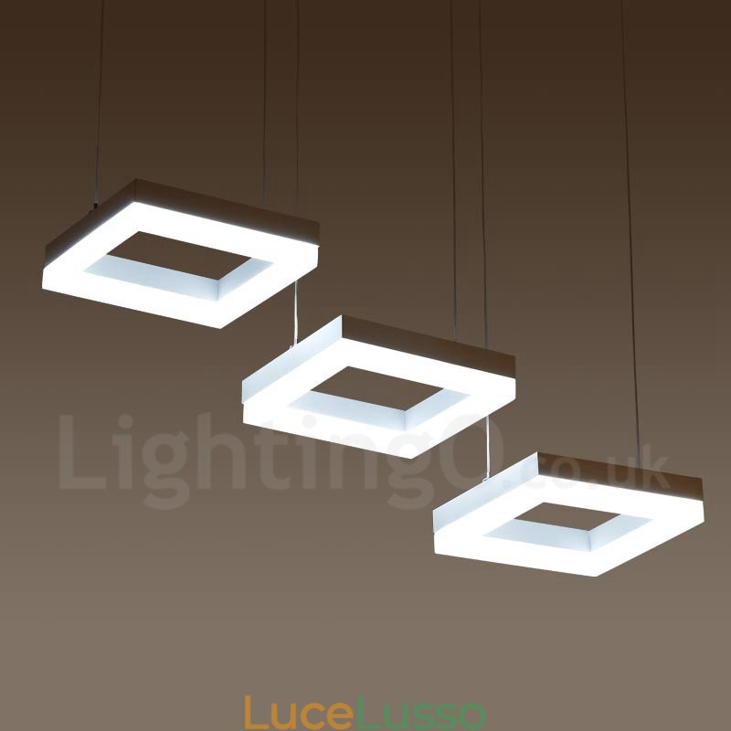 Lampada a sospensione moderna contemporanea in lega di alluminio a 3 luci con paralume in acrilico