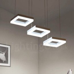 Lampada a sospensione moderna contemporanea in lega di alluminio a 3 luci con paralume in acrilico