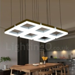 Lampada a sospensione moderna contemporanea in lega di alluminio a 6 luci con paralume in acrilico