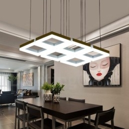 Lampada a sospensione moderna contemporanea in lega di alluminio a 6 luci con paralume in acrilico