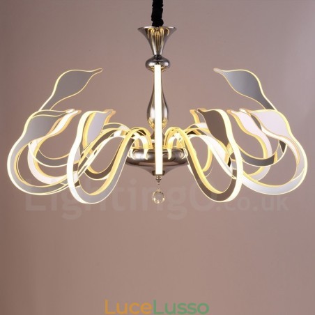 Lampadario moderno contemporaneo dimmerabile in acciaio a 12 luci con paralume in acrilico Lampadario moderno contemporaneo dimmerabile in acciaio a 12 luci con paralume in acrilico
