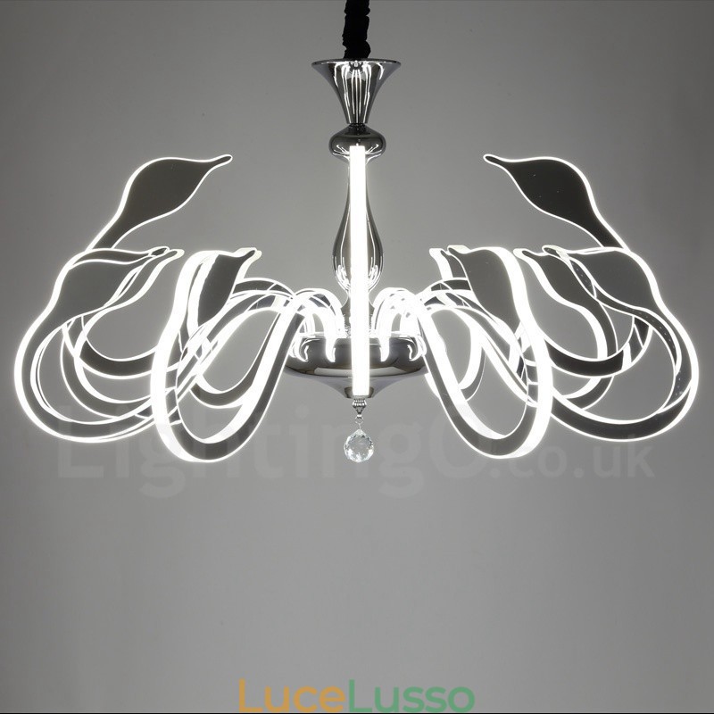 Lampadario moderno contemporaneo dimmerabile in acciaio a 12 luci con paralume in acrilico