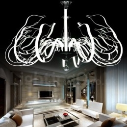 Lampadario moderno contemporaneo dimmerabile in acciaio da 15 luci con paralume in acrilico