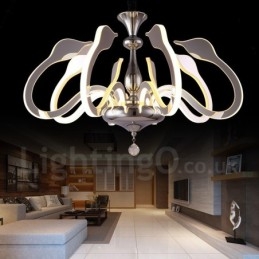 Lampadario moderno contemporaneo dimmerabile a 8 luci in acciaio con paralume in acrilico