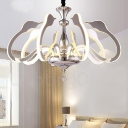 Lampadario moderno contemporaneo dimmerabile a 8 luci in acciaio con paralume in acrilico