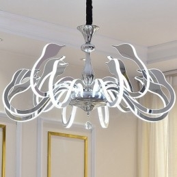 Lampadario moderno contemporaneo dimmerabile in acciaio da 10 luci con paralume in acrilico