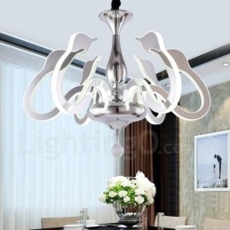Lampadario moderno contemporaneo dimmerabile a 6 luci in acciaio con paralume in acrilico