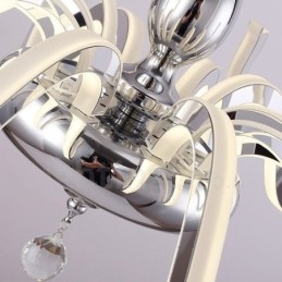 Lampadario moderno contemporaneo dimmerabile a 6 luci in acciaio con paralume in acrilico