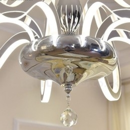 Lampadario moderno contemporaneo dimmerabile a 6 luci in acciaio con paralume in acrilico