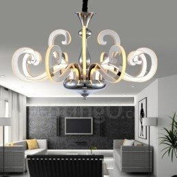 Lampadario moderno contemporaneo dimmerabile in acciaio a 12 luci con paralume in acrilico