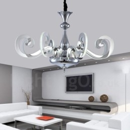 Lampadario moderno contemporaneo dimmerabile a 8 luci in acciaio con paralume in acrilico