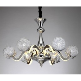 Lampadario moderno contemporaneo dimmerabile a 6 luci in acciaio con paralume in lega di alluminio