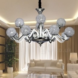 Lampadario moderno contemporaneo dimmerabile a 12 luci in acciaio con paralume in lega di alluminio