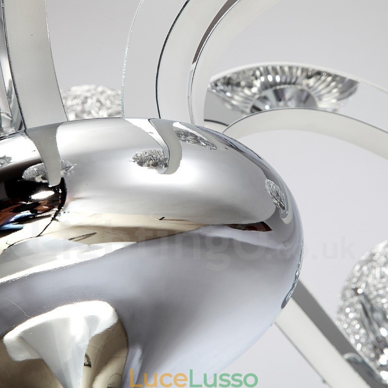Lampadario moderno contemporaneo dimmerabile a 12 luci in acciaio con paralume in lega di alluminio