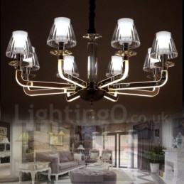 Lampadario di cristallo moderno contemporaneo dimmerabile a 8 luci con paralume in vetro