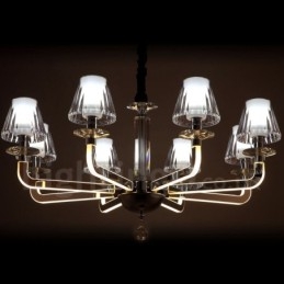 Lampadario di cristallo moderno contemporaneo dimmerabile a 8 luci con paralume in vetro