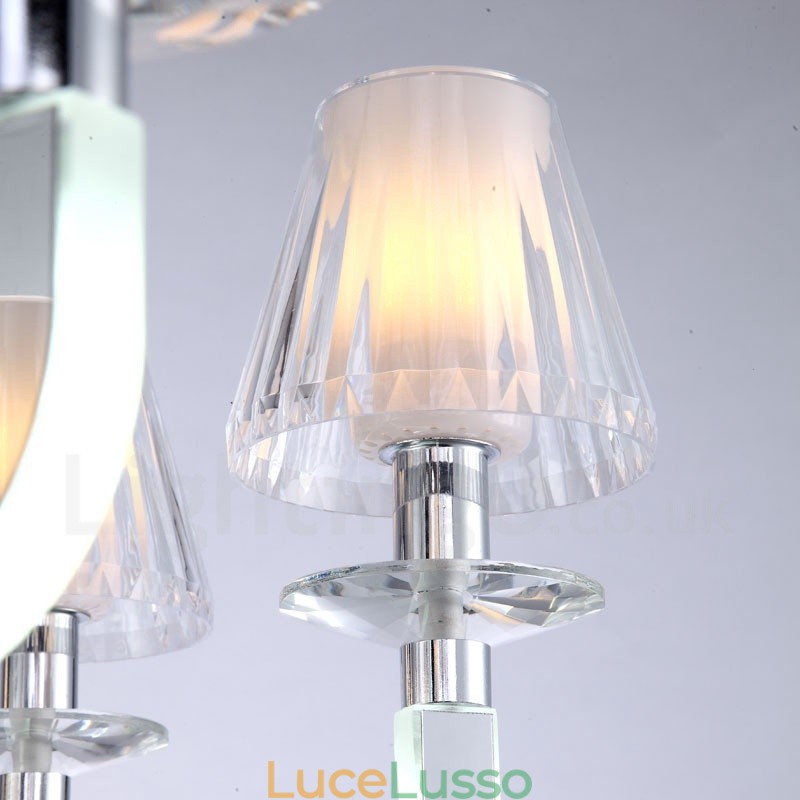 Lampadario di cristallo moderno contemporaneo dimmerabile a 8 luci con paralume in vetro