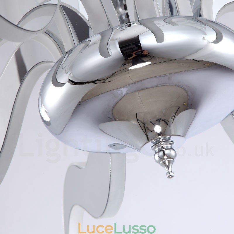 Lampadario moderno contemporaneo dimmerabile in acciaio a 12 luci con paralume in acrilico