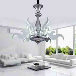 Lampadario moderno contemporaneo dimmerabile a 9 luci in acciaio con paralume in acrilico