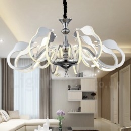 Lampadario moderno contemporaneo dimmerabile in acciaio a 12 luci con paralume in acrilico