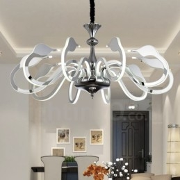 Lampadario moderno contemporaneo dimmerabile in acciaio da 10 luci con paralume in acrilico