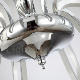 Lampadario moderno contemporaneo dimmerabile a 8 luci in acciaio con paralume in acrilico