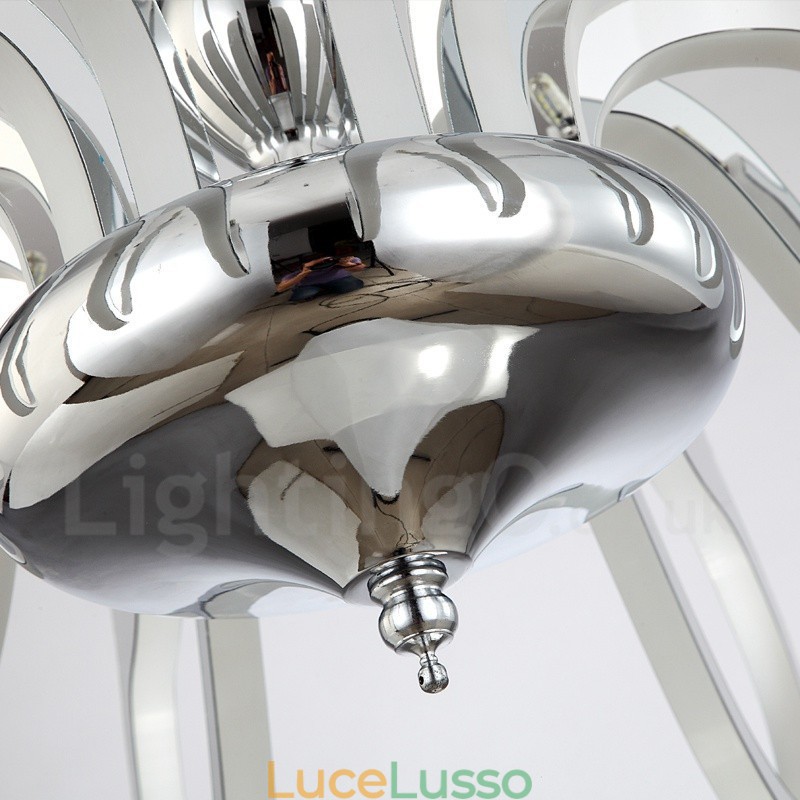 Lampadario moderno contemporaneo dimmerabile a 8 luci in acciaio con paralume in acrilico